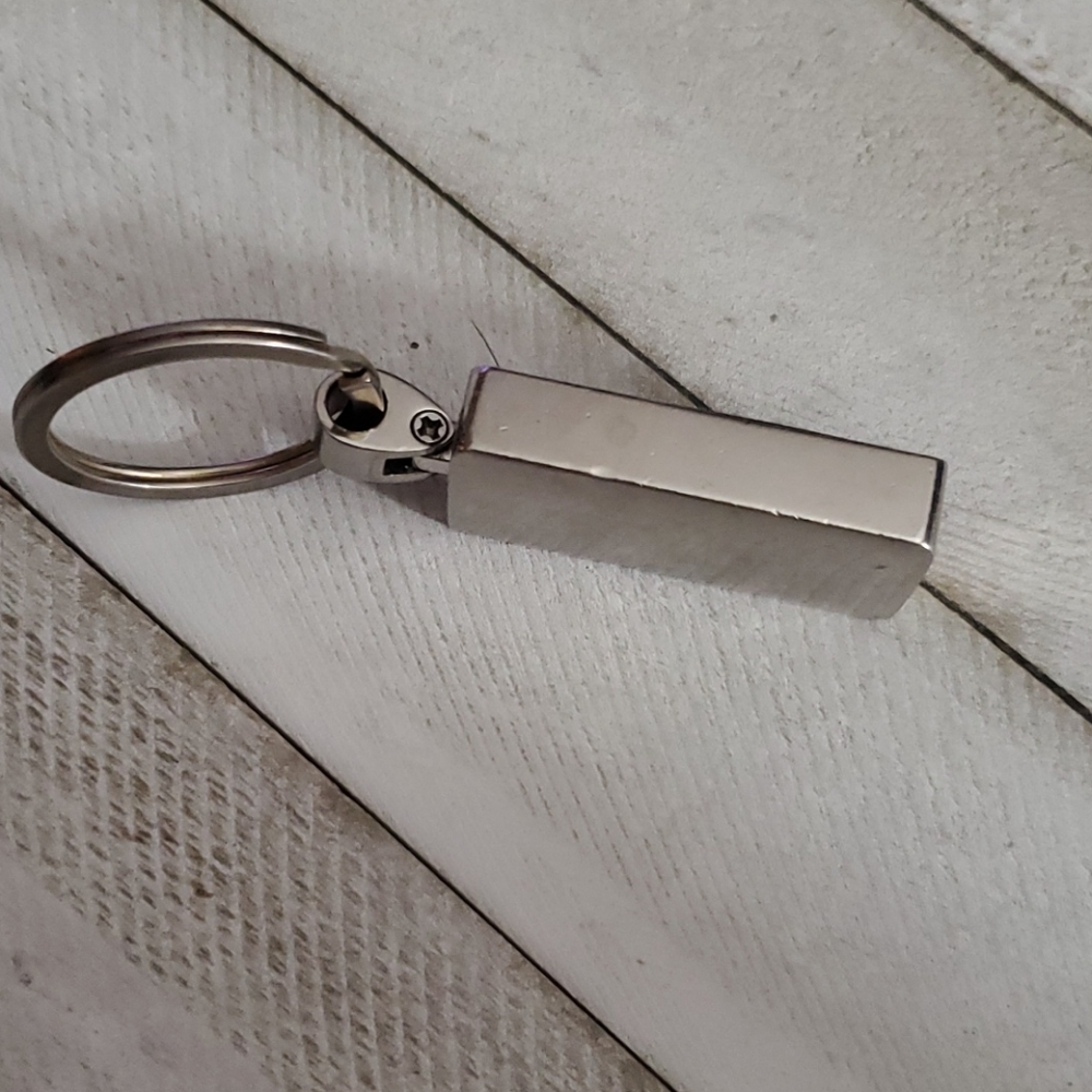 Fossil Silver & Black Keychain Red Flash Light - image 3